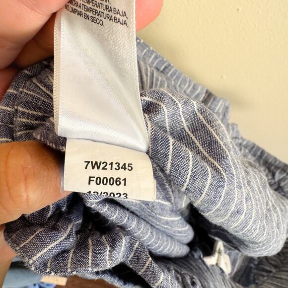 Lucky Brand Blue + White Striped Chambray Pull On Wide Leg Coastal Pants Large - Picture 7 of 10